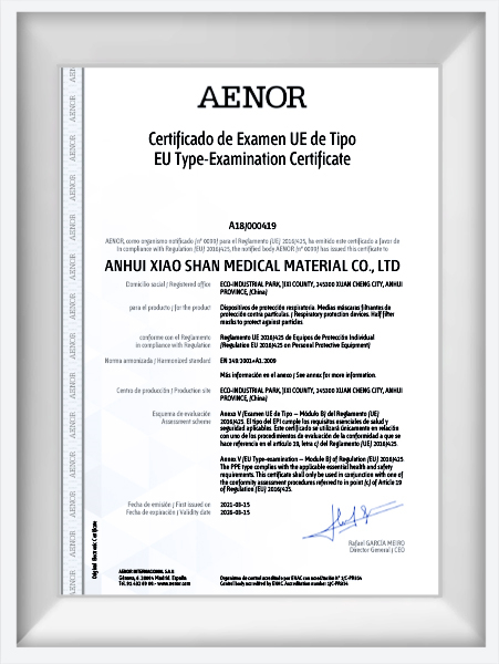 Tutela Mask CE B+D Certificate